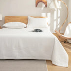 Antibacterial Cotton Bed Cover – Thickened Quilted Sheet with Breathable Plaid Design and Envelope Pillowcase