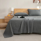 Antibacterial Cotton Bed Cover – Thickened Quilted Sheet with Breathable Plaid Design and Envelope Pillowcase