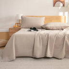 Antibacterial Cotton Bed Cover – Thickened Quilted Sheet with Breathable Plaid Design and Envelope Pillowcase