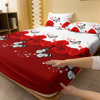 Floral and Butterfly Pattern Bedsheet, Soft Frosted Fabric, Standard Size Bedspread for Elegant Bedroom Decor