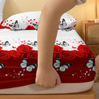 Floral and Butterfly Pattern Bedsheet, Soft Frosted Fabric, Standard Size Bedspread for Elegant Bedroom Decor