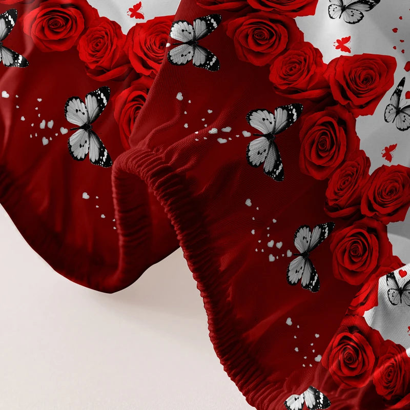 Floral and Butterfly Pattern Bedsheet, Soft Frosted Fabric, Standard Size Bedspread for Elegant Bedroom Decor