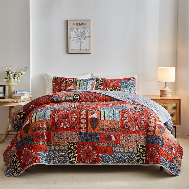 Lightweight Queen Bed Coverlet Set with Cloud Pattern - Soft All-Season Coverlet and Pillow Shams for Cozy Comfort