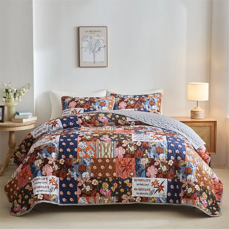 Lightweight Queen Bed Coverlet Set with Cloud Pattern - Soft All-Season Coverlet and Pillow Shams for Cozy Comfort