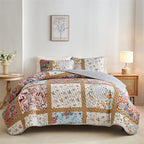 Lightweight Queen Bed Coverlet Set with Cloud Pattern - Soft All-Season Coverlet and Pillow Shams for Cozy Comfort