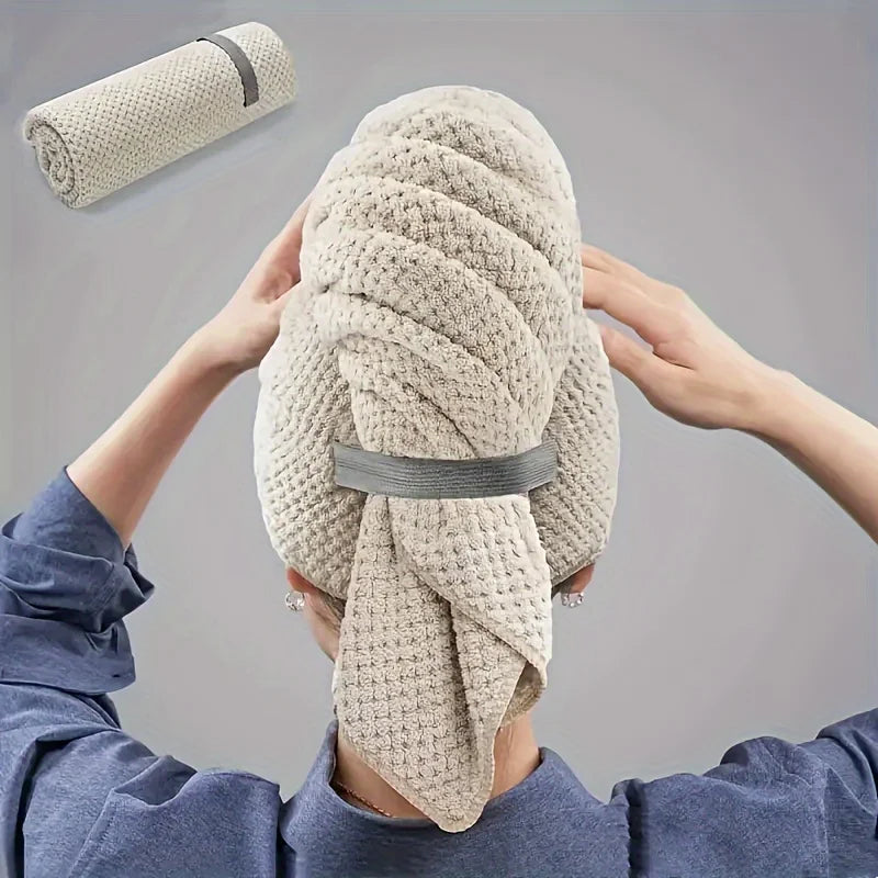 Microfiber Hair Towel Wrap - Soft, Quick-Drying with Elastic Strap for Easy Use