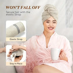Microfiber Hair Towel Wrap - Soft, Quick-Drying with Elastic Strap for Easy Use