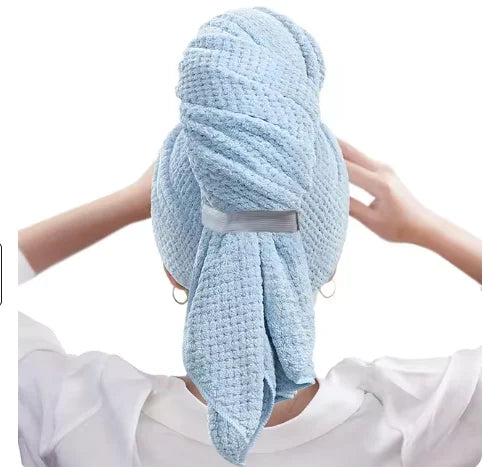 Microfiber Hair Towel Wrap - Soft, Quick-Drying with Elastic Strap for Easy Use