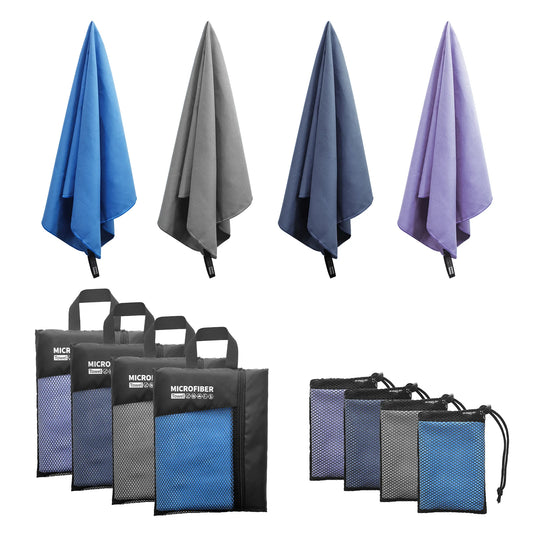 Quick Drying Microfiber Travel Towel with Mesh Bag for Outdoor Activities