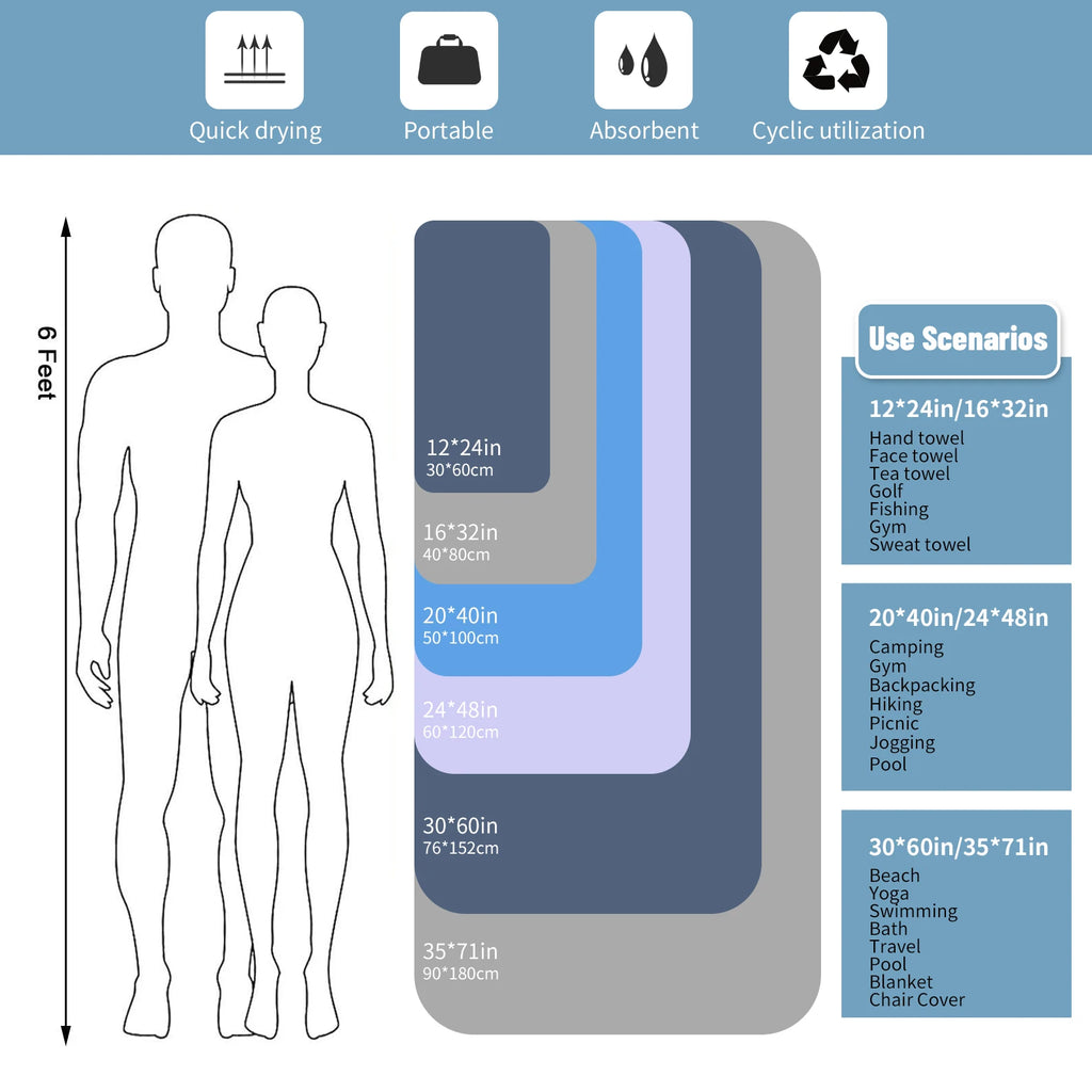 Quick Drying Microfiber Travel Towel with Mesh Bag for Outdoor Activities