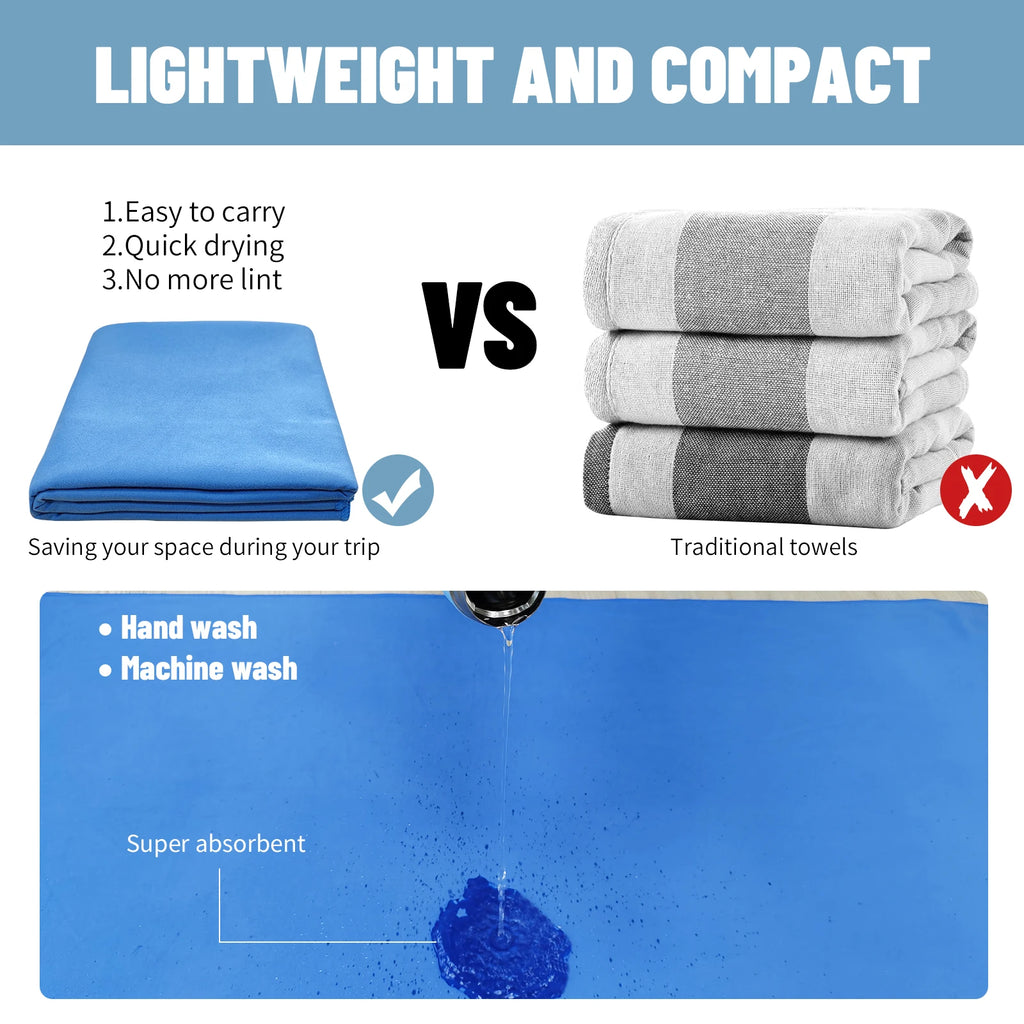 Quick Drying Microfiber Travel Towel with Mesh Bag for Outdoor Activities