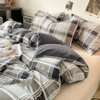 Skin-Friendly Plaid Duvet Cover – Double-Sided Design, Multiple Sizes for King and Queen Bedding