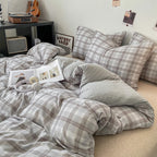 Skin-Friendly Plaid Duvet Cover – Double-Sided Design, Multiple Sizes for King and Queen Bedding