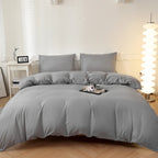 Washed Cotton Quilt Set, Breathable Skin-Friendly Bedding, Solid Color, Available in 180x220 and 200x230 Sizes