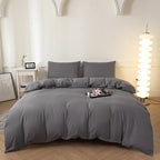 Washed Cotton Quilt Set, Breathable Skin-Friendly Bedding, Solid Color, Available in 180x220 and 200x230 Sizes