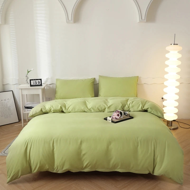Washed Cotton Quilt Set, Breathable Skin-Friendly Bedding, Solid Color, Available in 180x220 and 200x230 Sizes