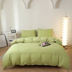 Washed Cotton Quilt Set, Breathable Skin-Friendly Bedding, Solid Color, Available in 180x220 and 200x230 Sizes