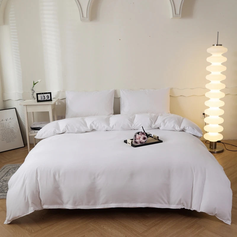Washed Cotton Quilt Set, Breathable Skin-Friendly Bedding, Solid Color, Available in 180x220 and 200x230 Sizes