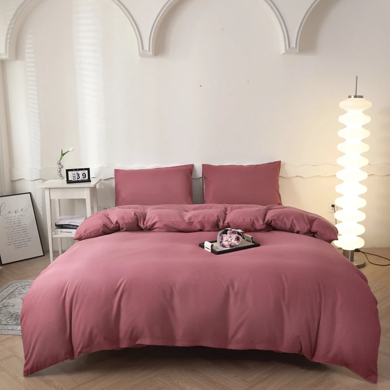 Washed Cotton Quilt Set, Breathable Skin-Friendly Bedding, Solid Color, Available in 180x220 and 200x230 Sizes