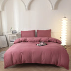 Washed Cotton Quilt Set, Breathable Skin-Friendly Bedding, Solid Color, Available in 180x220 and 200x230 Sizes